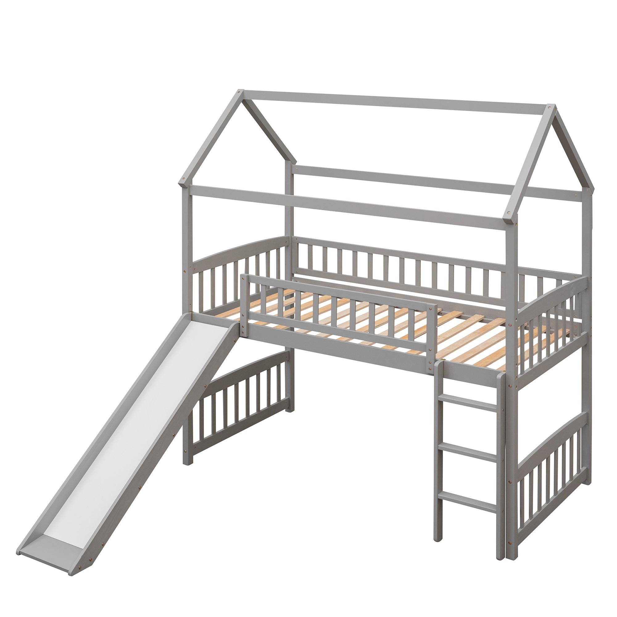 Twin Loft Bed with Slide - White