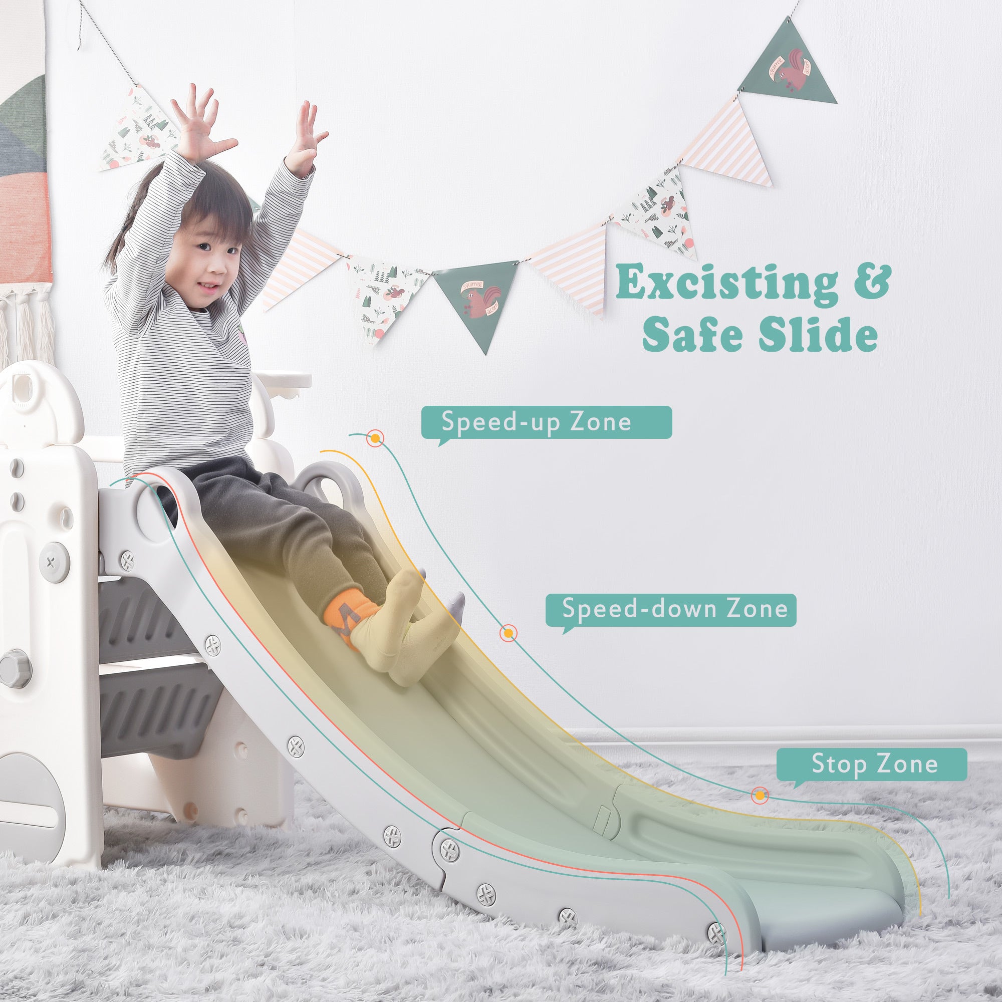 Kids Slide with Bus Play Structure Climber, Freestanding Bus Climber with Slide for Toddlers, Bus Climber Slide Set with Basketball Hoop