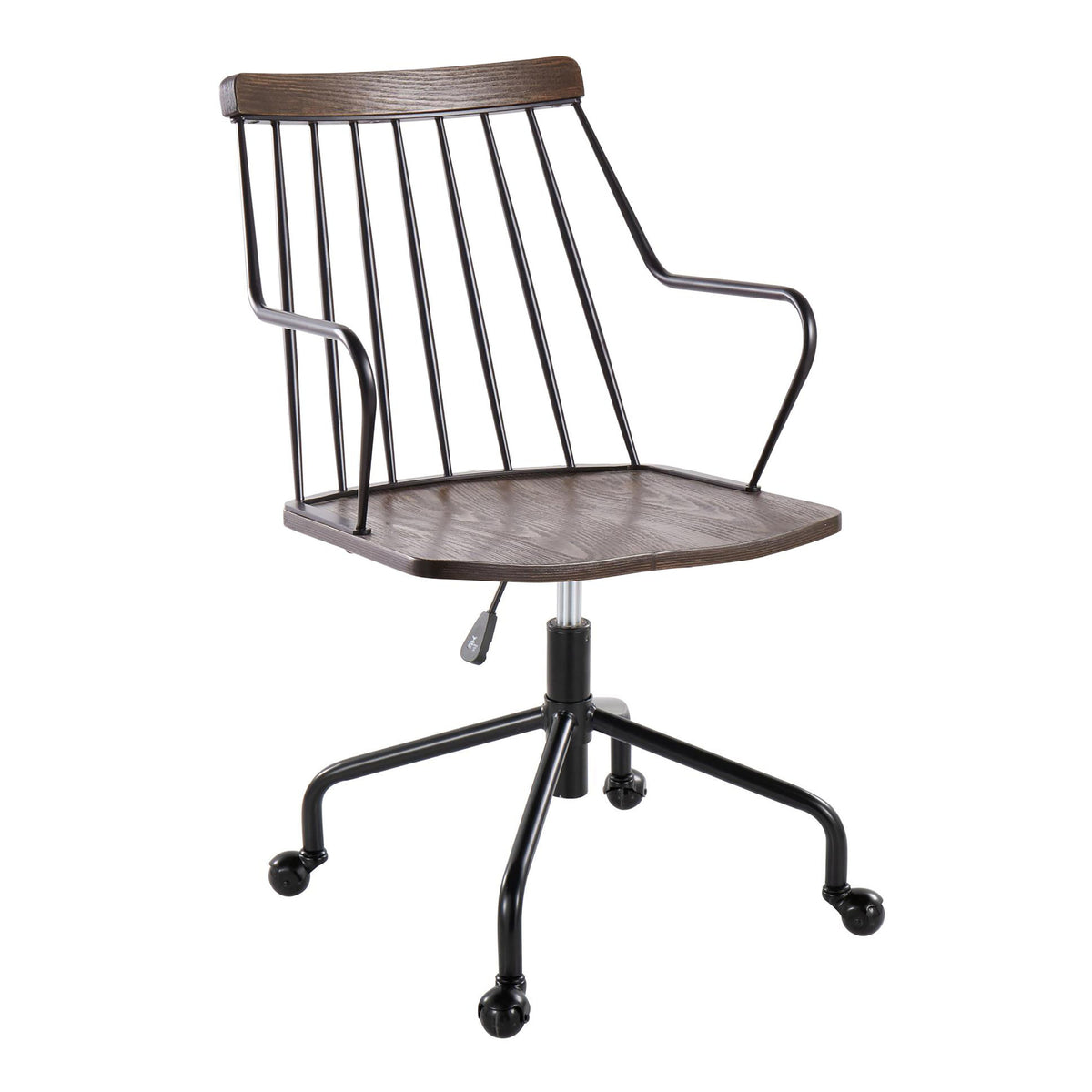 Farmhouse Adjustable Office Chair - Black Metal and Walnut Wood