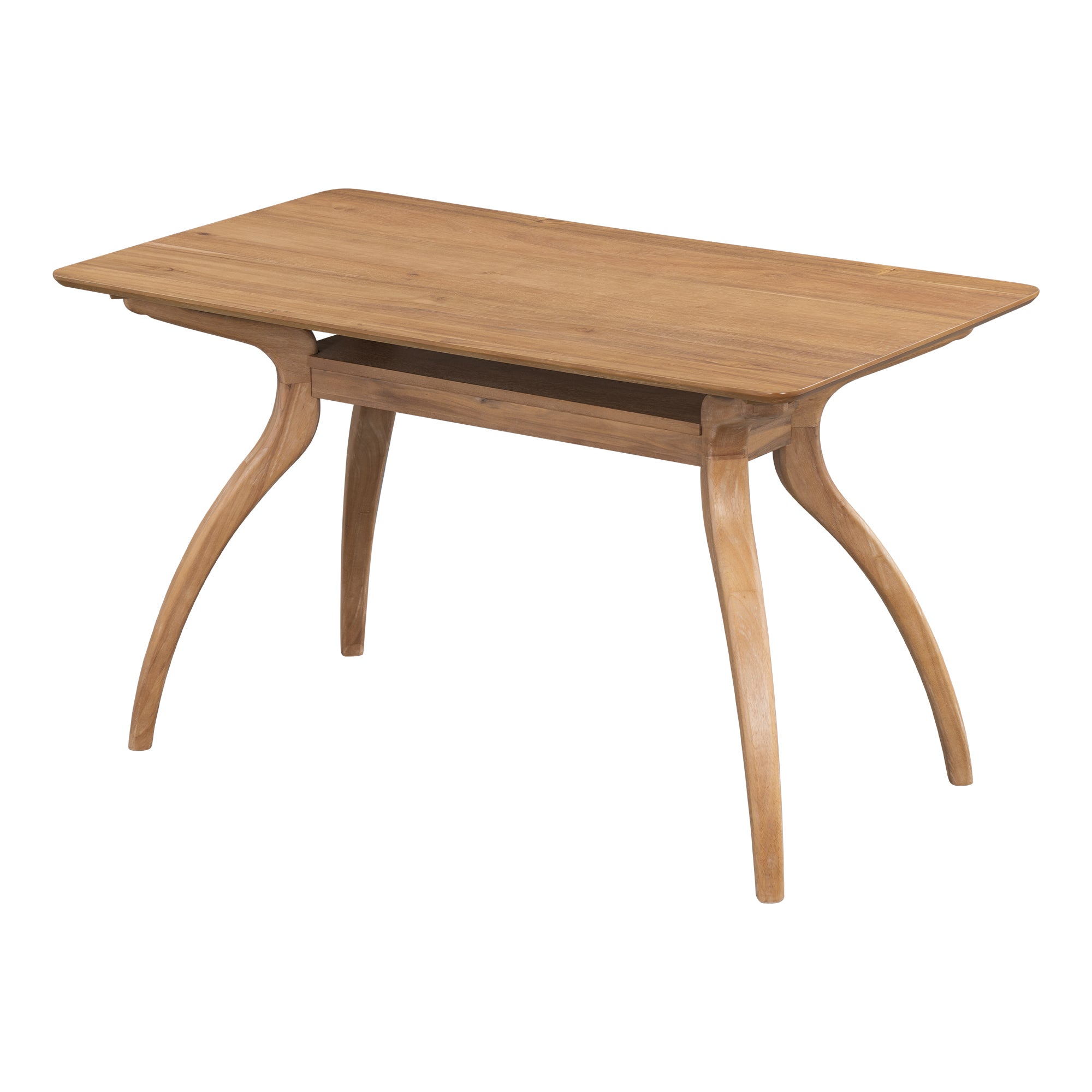 Elegant Rubber Wood Dining Table Set with Special-Shape Legs - Natural Wood Wash