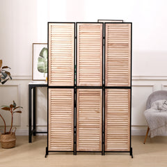 3 Panel Room Dividers and Folding Privacy Screen Natural Wooden Room Partitions 6ft - Natural