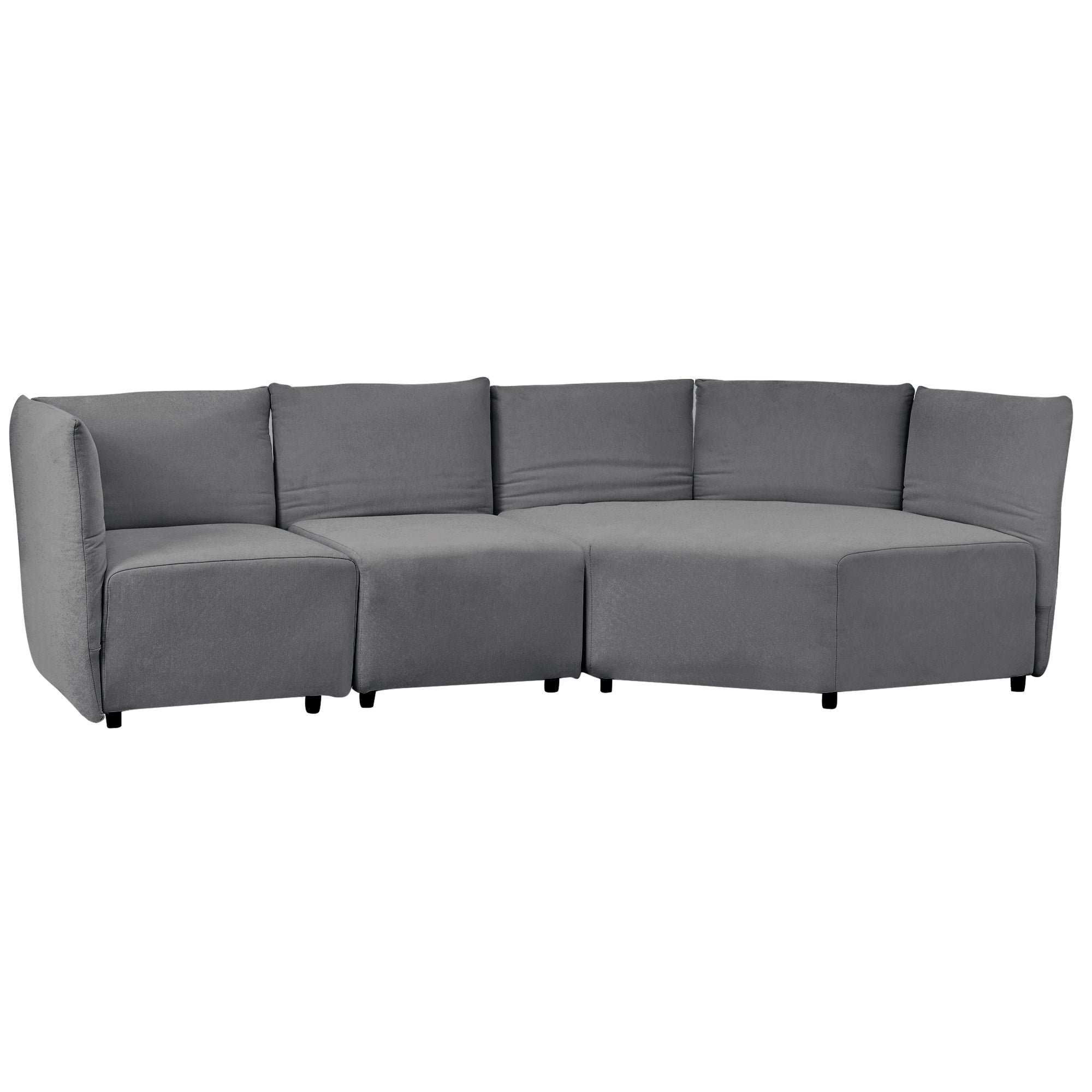 Stylish Sofa Set with Polyester Upholstery with Adjustable Back with Free Combination for Living Room - Gray