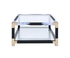 Lafty Coffee Table in White Brushed & Clear Glass