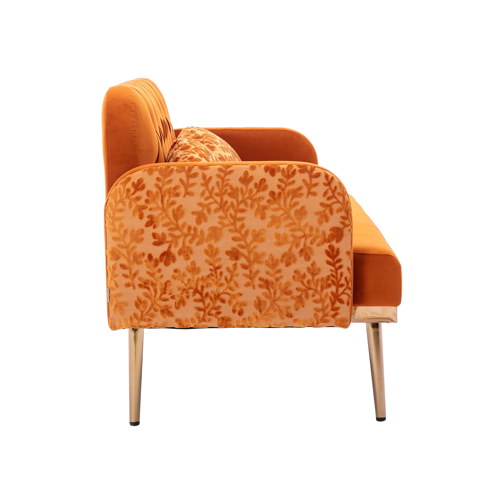 Velvet Loveseat Sofa with Metal Feet - Orange