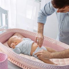 Baby Changing Handmade Woven Cotton Rope Moses Basket - Pink