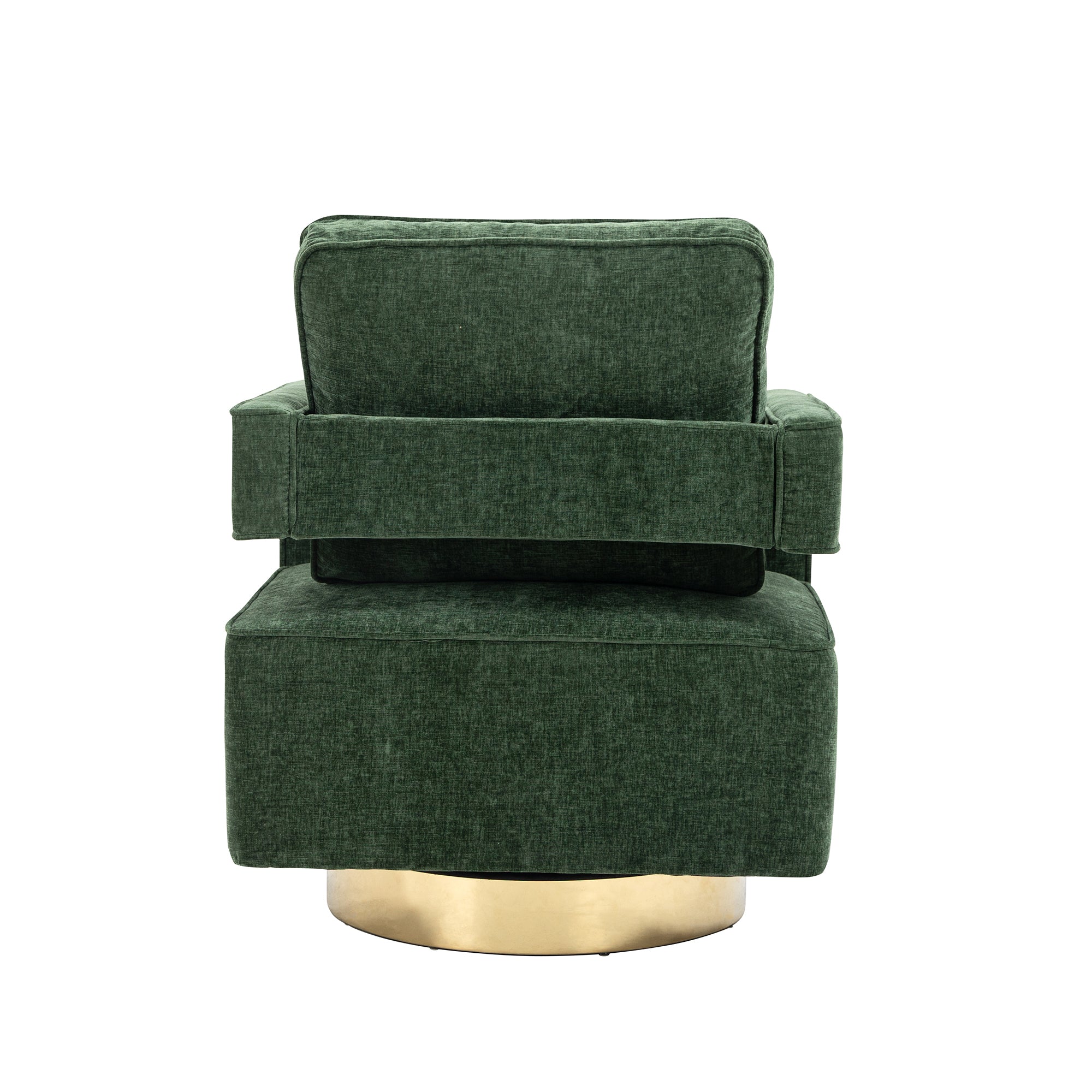 30.7"W Swivel Accent Open Back Chair Modern Comfy Sofa Chair With Gold Stainless Steel Base - Green Chenille