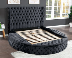 King Size Tufted Upholstery Storage Bed made with Wood - Black
