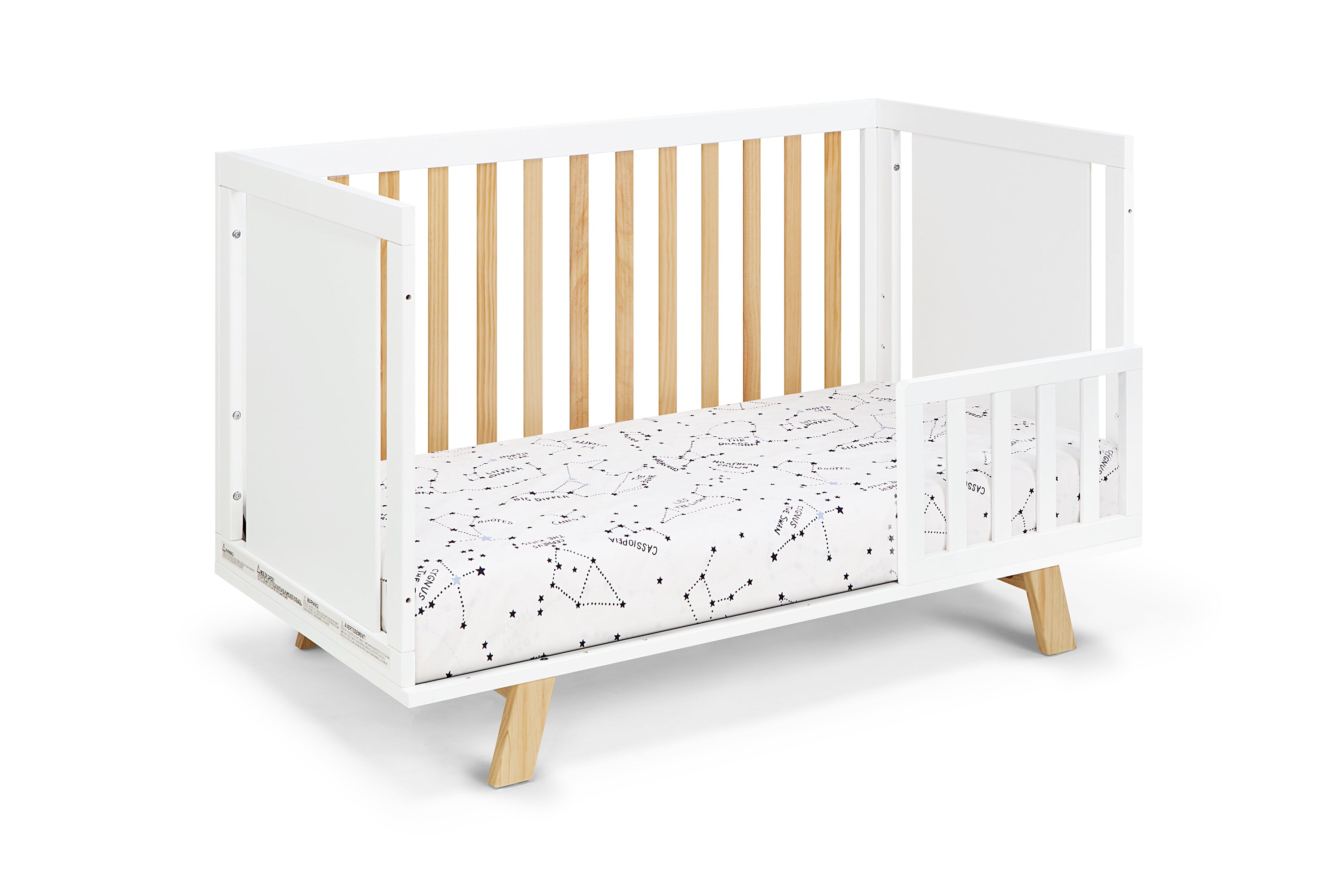 White/Natural 3-in-1 Convertible Island Crib