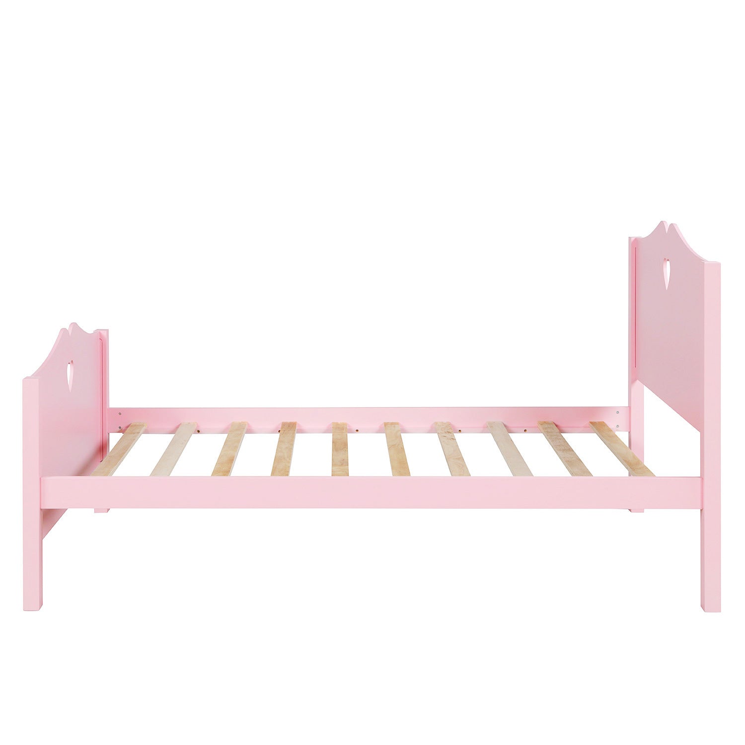 Twin Size Wood Platform Bed with Headboar - Pink