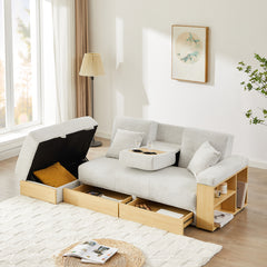 Multi-functional sofa with storage box and drawer - Light Gray