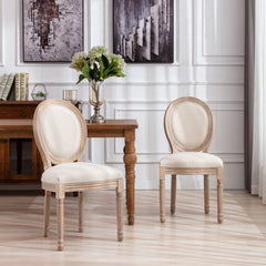 French Style Solid Wood Frame Antique Dining Chair (Set of 2) - Cream