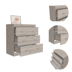 Classic Three Drawer Dresser - Light Gray / White