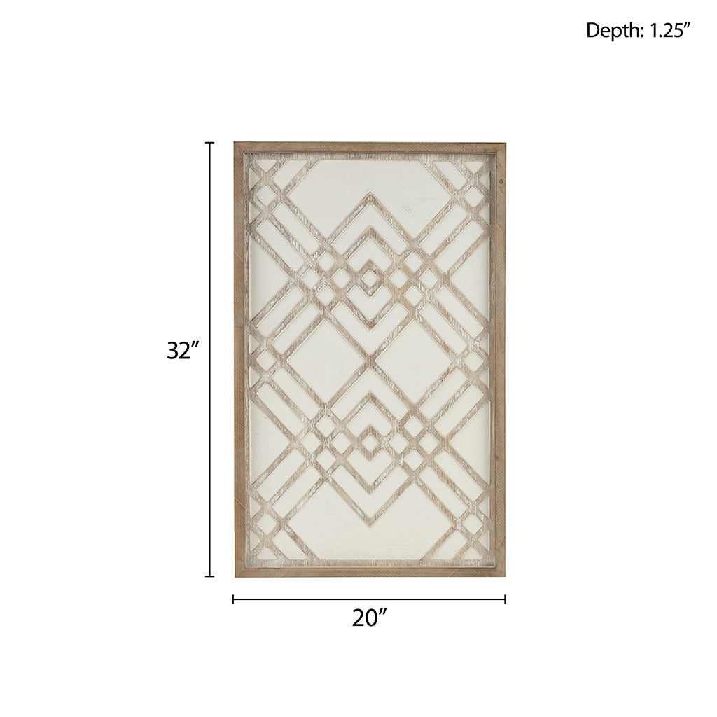 Exton Two-tone Overlapping Geometric Wood Panel Wall Decor - White