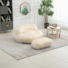 Bean Bag Chair Faux fur Lazy Sofa - Beige