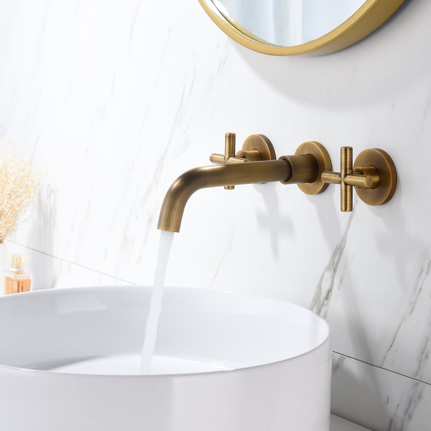 Bathroom Faucet Wall Mounted Bathroom Sink Faucet - Bronze