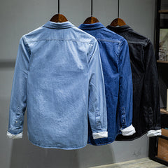 Men Denim Shirt Jacket Long Sleeved