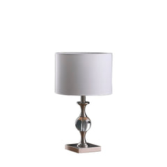 Satin Nickel Solid Crystal Orb Metal Table Lamp - Silver