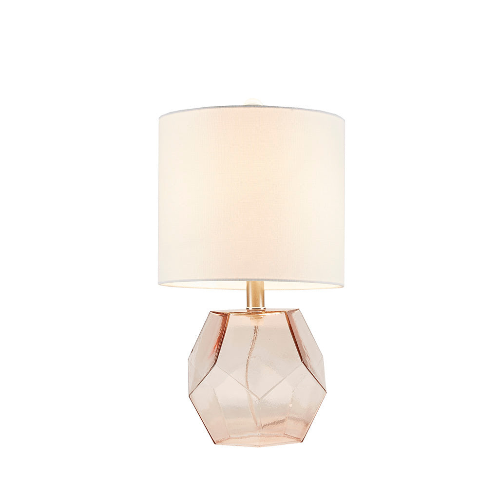 Bella Geometric Glass Table Lamp - Pink