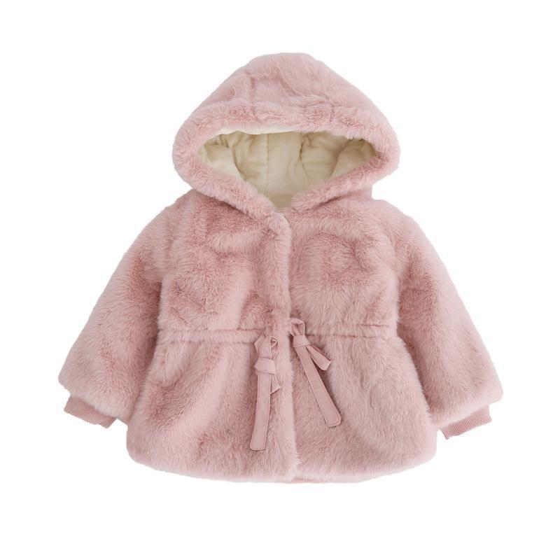 MAICOSY Baby Velvet Padded Wool Coat, Semi-Synthetic Fiber Body w/ Decorate Bows