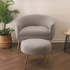 Accent Chair with Ottoman/Gold Legs with Ottoman-Grey