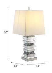 Silver Table Lamp, Mirrored & Faux Diamonds