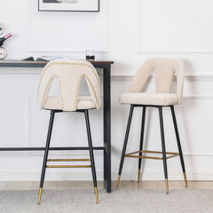 Contemporary Velvet Upholstered Connor 28" Bar Stool & Counter Stools - Set of 2 (Beige)