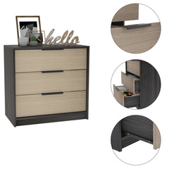 3-Drawer Rectangle Dresser - Black Wengue and Light Oak