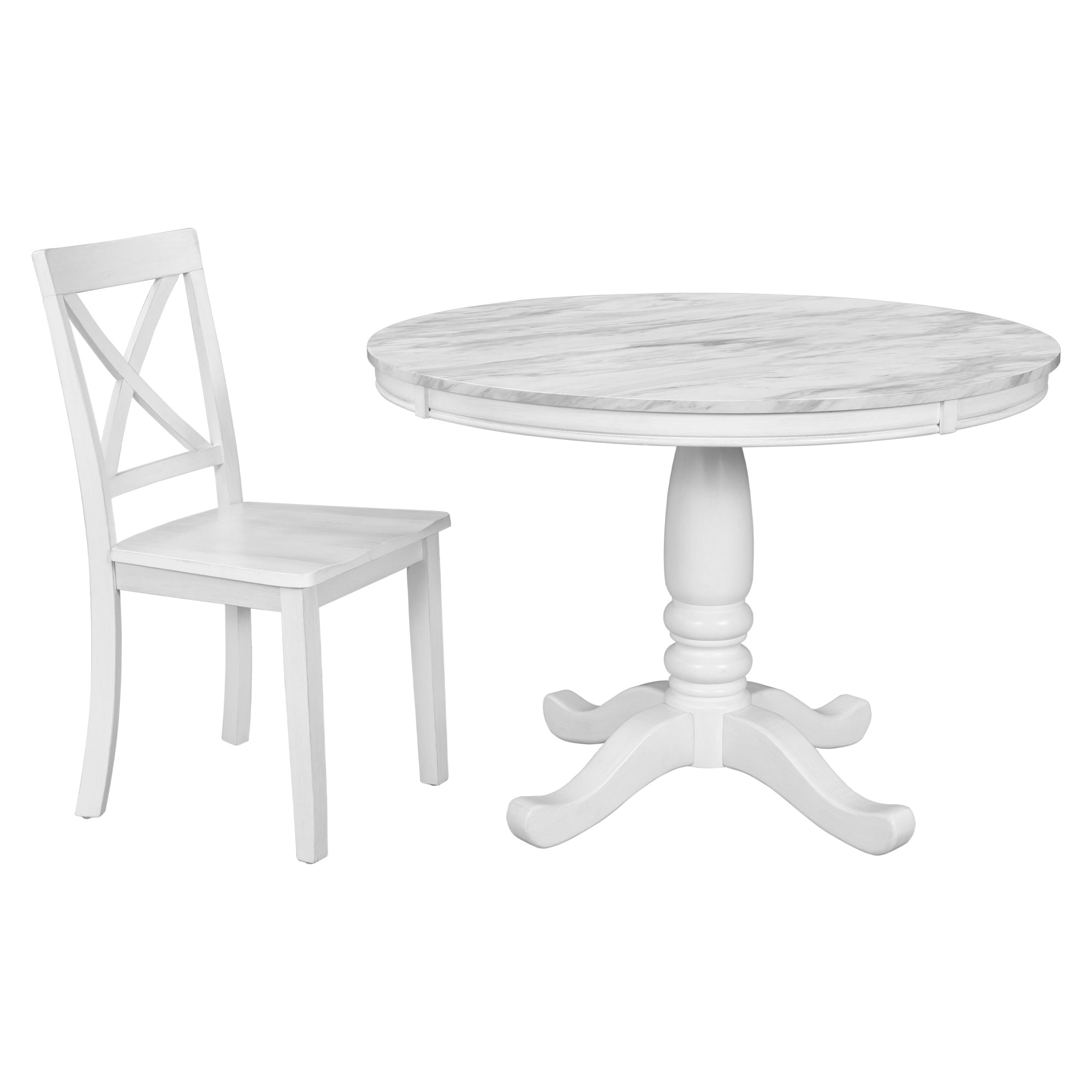 5 Pieces Dining Table and Chairs Set for 4 Persons - White