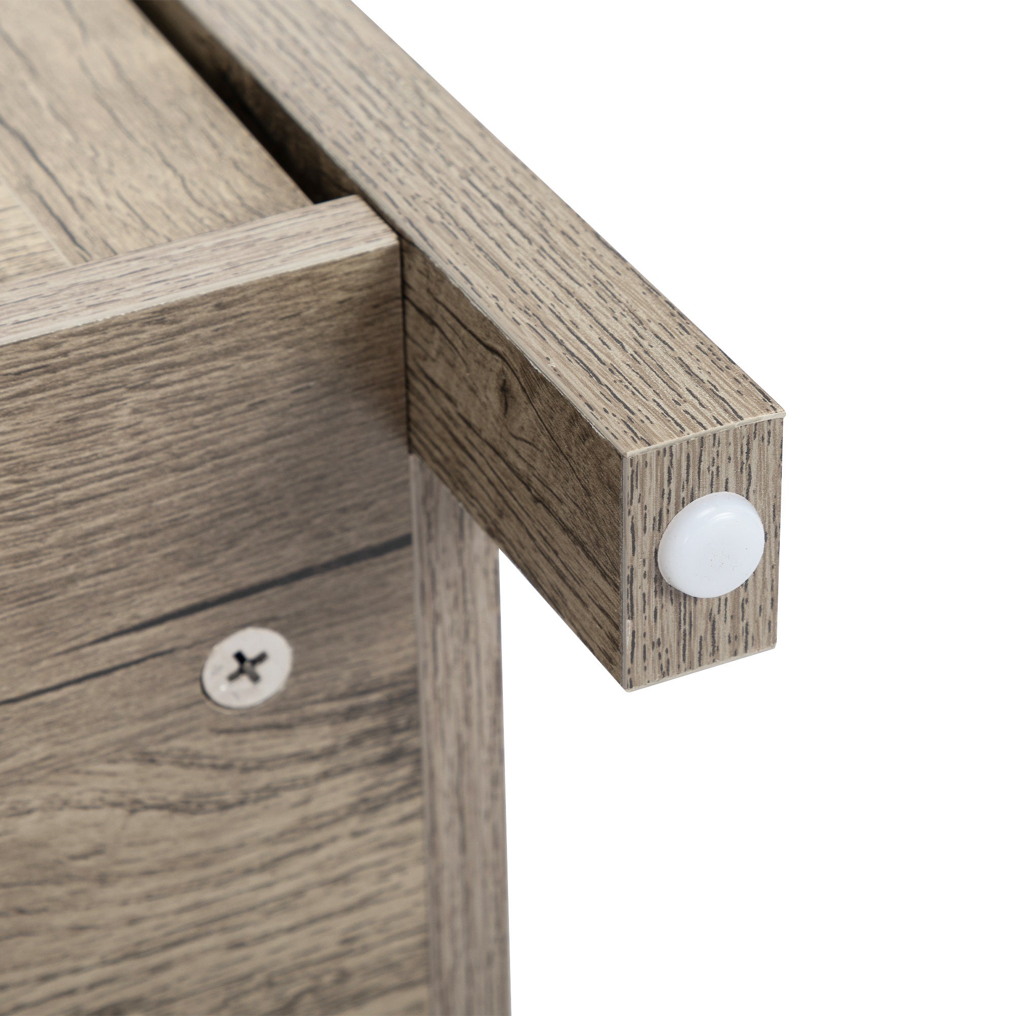 Farmhouse Nightstand with Power Outlets, USB Ports - Retro Gray