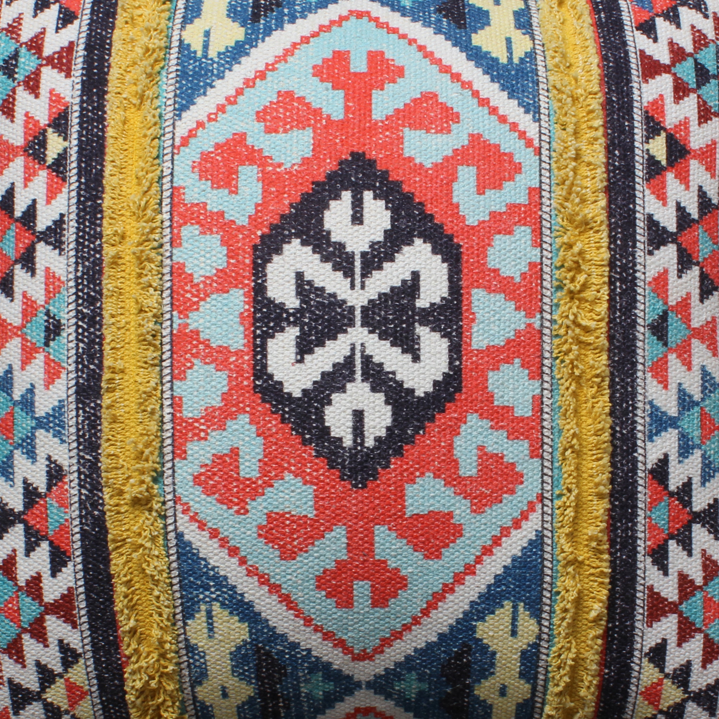 Square Cotton Accent Throw Pillow, Soft Kilim Print - Multicolor