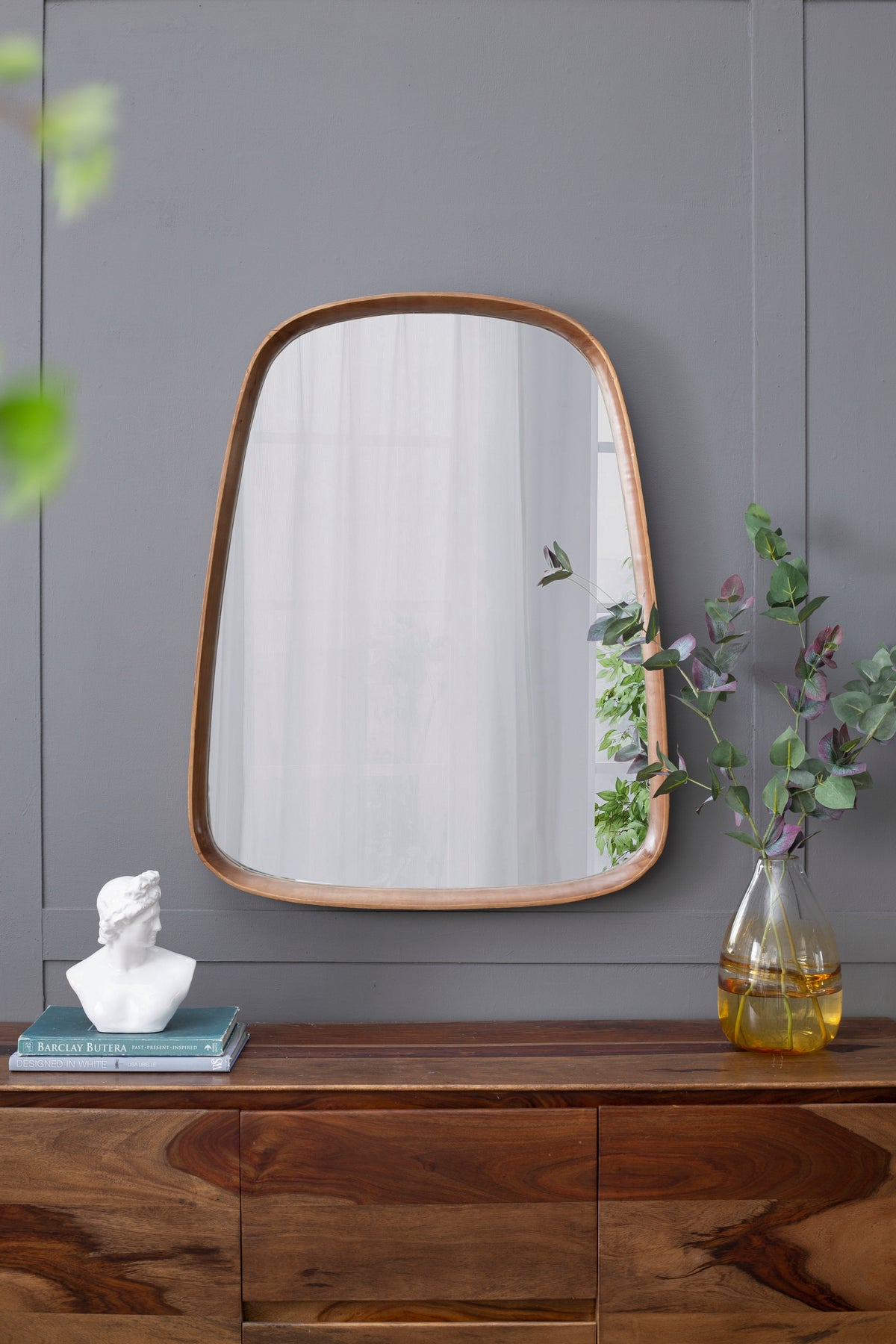 Irregular Mirror with Wood Frame 27"x37"