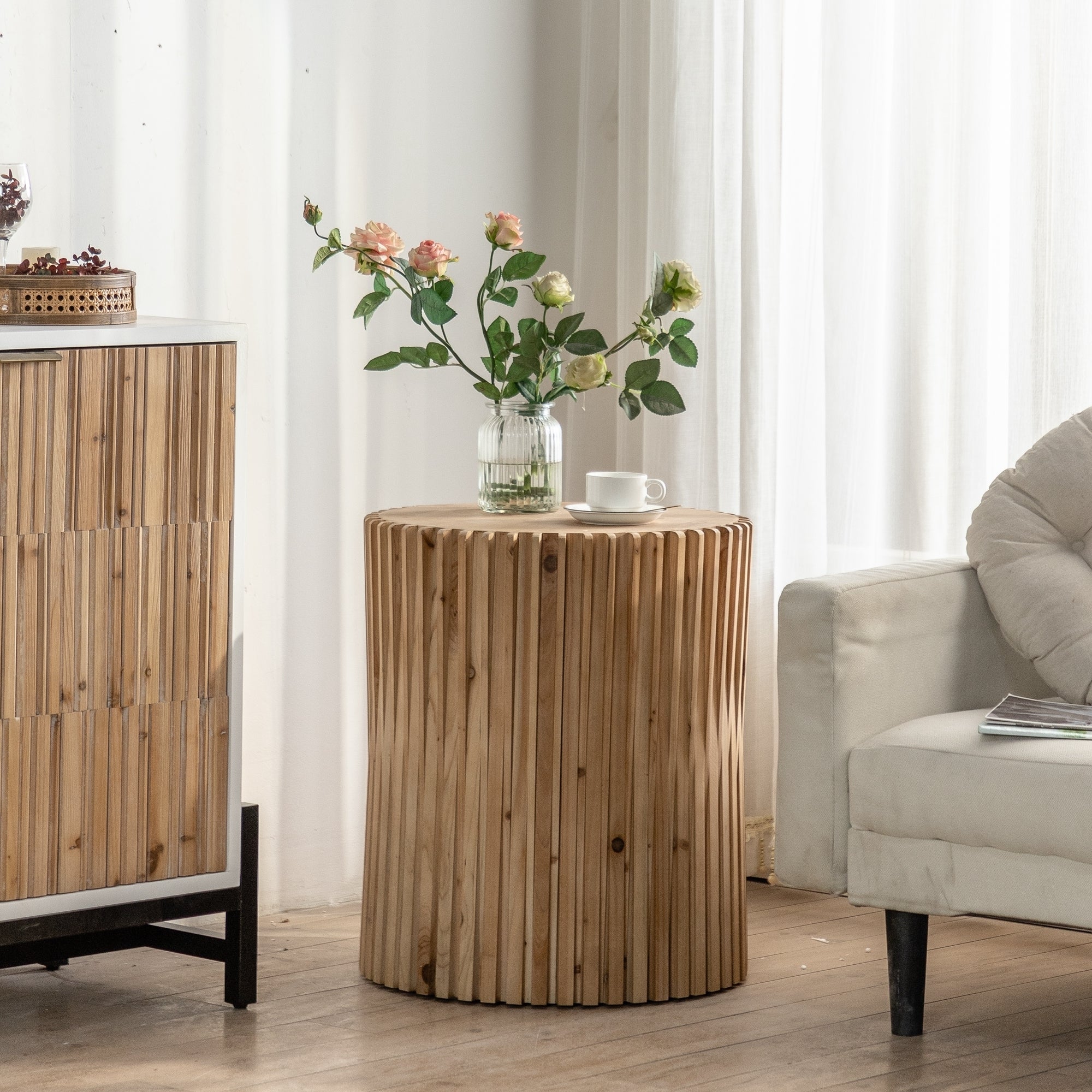 Retro Fashion Style Cylindrical Coffee Table  - Natural