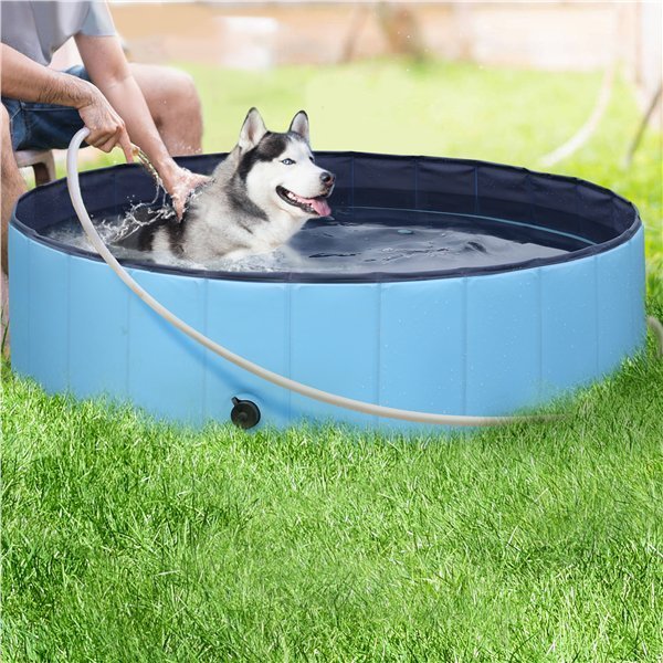 48" Foldable Dog Pool Pet Bath Pools Outdoor for Large Dogs - Blue