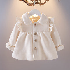 Baby Velvet Winter Coat, Semi-Synthetic Fiber Body with Decorate Frills