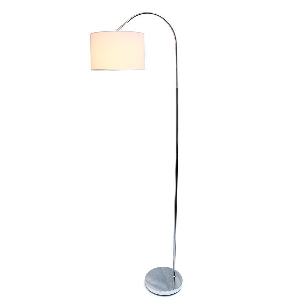 Brushed Nickel Arched Floor Lamp - White Shade