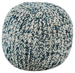 Blue/White Hand-Knitted Pouf