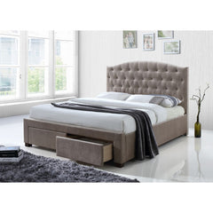 Modern Eastern King Bed - Mink Fabric