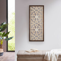 Damask Wood Panel Two-tone Geometric Wall Decor