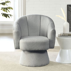 29 "W Petal Modern Contemporary Accent Lounge Swivel Chair with Deep Channel Tufting and Base - Grey