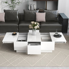 Multifunctional Coffee Table with 2 large Hidden Storage Compartment - White