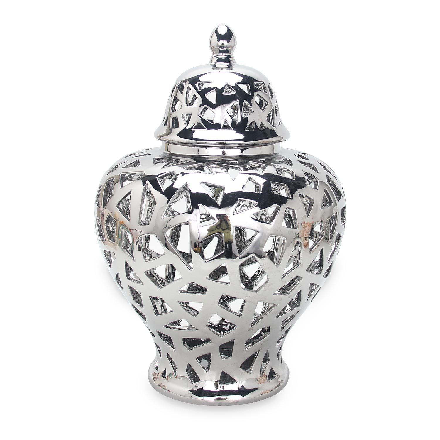 Silver Ceramic Ginger Jar