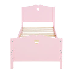 Twin Size Wood Platform Bed with Headboar - Pink