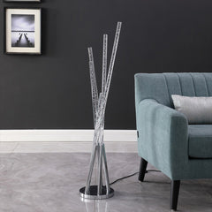 Carina Modern 5 Acrylic Upright Legs Stix Led Silver Metal Floor Lamp