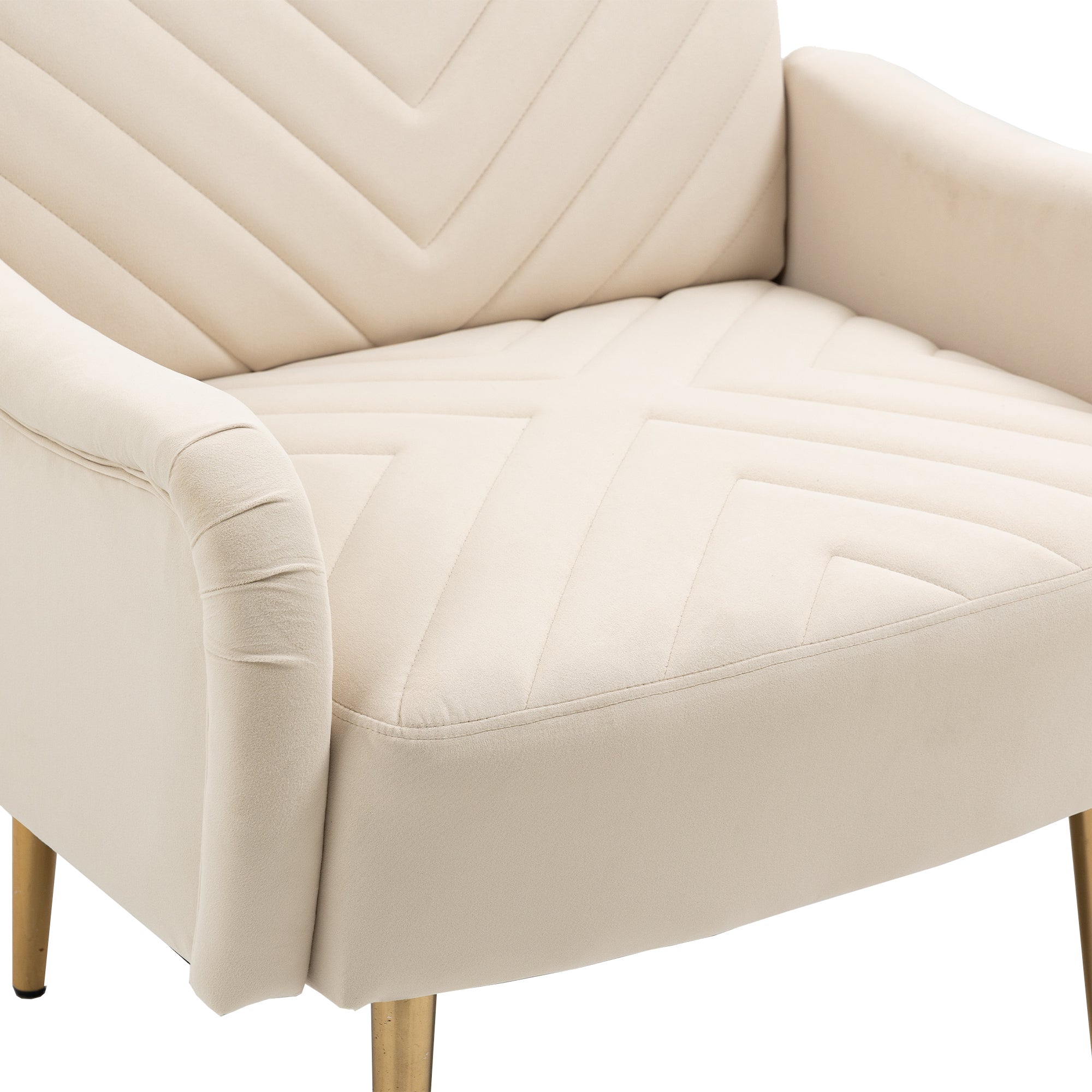 European Style Velvet Accent Chair - Beige