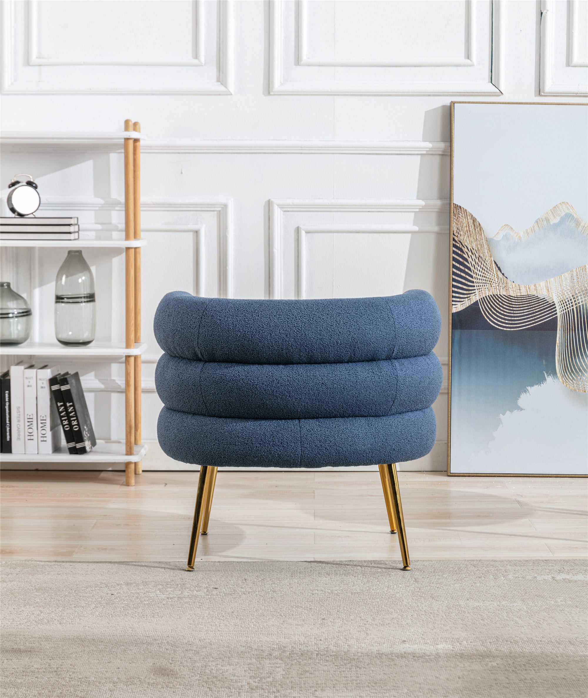 Accent Chair with Golden Feet - Navy