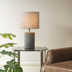 Grey Embossed Ceramic Table Lamp