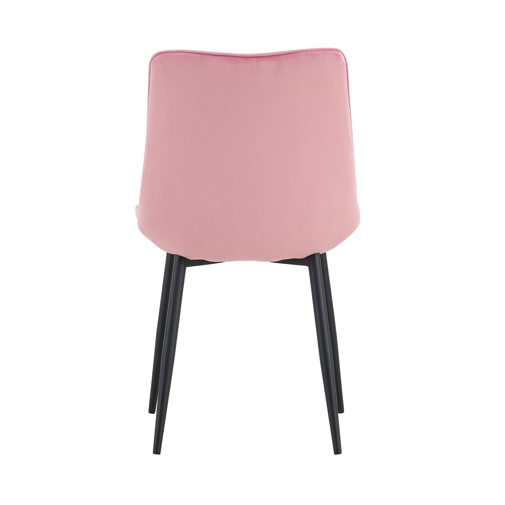 Modern Velvet Dining Chairs with Cushion Seat Back Black Coated Legs Upholstered (Set of 4) - Pink