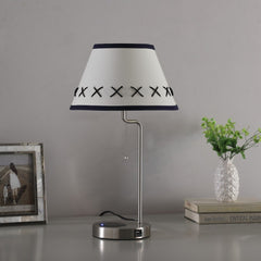 20-Inch Shelby Modern Craft Table Lamp w/ USB / Charging Station - White/ Black