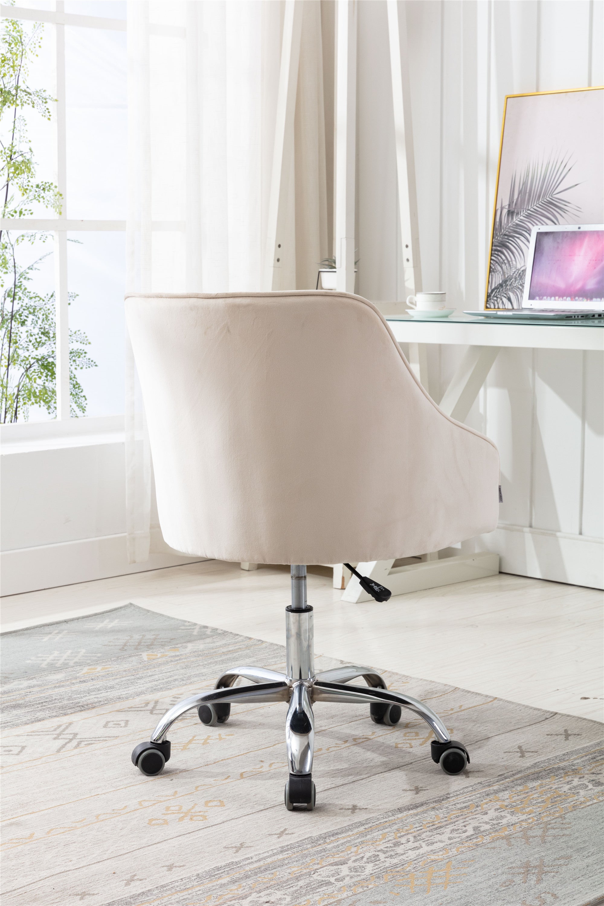 Swivel Shell Chair for Living Room/ Modern Leisure Office Chair - Beige