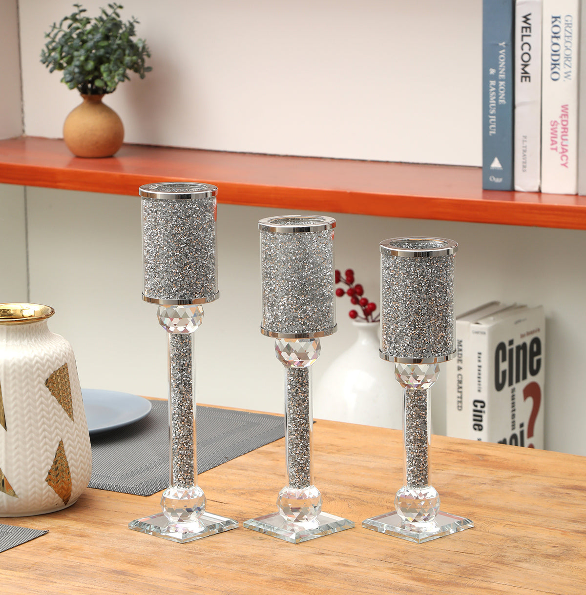 Ambrose Exquisite Candle Holder (Set of 3) - Silver